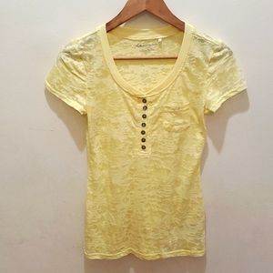 Guess V-neck See through yellow Tee